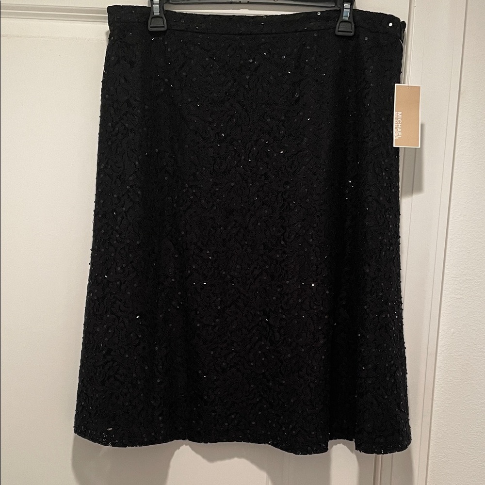 Michael Kors Black Textured A-Line Skirt